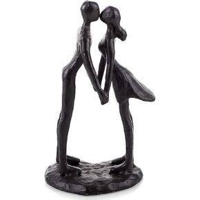 Sziqiqi Iron 6th for Her - Romantic Couple Statue Metal Love Sculpture Decorative Black Abstract Small Figurines Decoration for Home Decor Women Wife Friend Girlfriend Him Men
