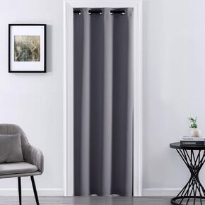 Door Curtain for Doorway Privacy,Closet Curtains for Bedroom Closet Doors,Single Blackout Curtain Panel for Narrow Skinny Window,Thick Thermal Insulated 78/80 Inch Long Door Cover Room Didiver,Black in Kuwait