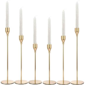حوامل شموع ذهبية للشموع المدببة مجموعة من 6 حوامل شموع مدببة للقطعة المركزية للطاولة، حامل شمعدان معدني طويل للديكور المنزلي وحفلات الزفاف والعشاء والحفلات والذكرى السنوية in Kuwait