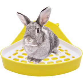 Litewoo Rabbit Litter Box Toilet Bunny Corner Litter Pan Pet Toilet Potty for Guinea Pigs Hamster Chinchilla Ferret Rabbit Small Animal (Yellow) in Kuwait