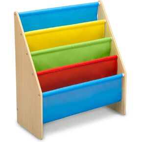 Delta Children Sling Rack Bookshelf for Kids - Easy-to-Reach Storage for Magazines or Coloring Books - Ideal for Playrooms & Homeschooling - Greenguard Gold Certified, White/Pink in Kuwait