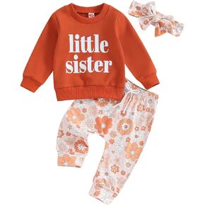 Omkzanbi Big Sister Little Sister Matching Outfit Big/Lil Sis Sweatshirt Jogger Pants Infant Toddler 2Pcs Fall Winter Outfit