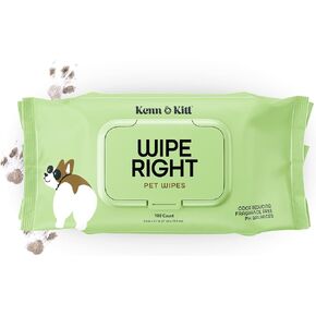 Kenn & Kitt Dog Grooming Wipes, 100 Count, Gentle, Moisturizing, Hypoallergenic with Aloe Vera, for Cleaning Face, Paws, Ears, Eyes, and Butt in Kuwait