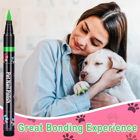 Jim&Gloria 6 NEON Colors Dog Nail Polish Pen Set, Dark or Light Nails Quick Dry Ideal Gifts for Girl Dog Accessories, Costume, Birthday Supplies, Pet Grooming Kit Big or Small Doggie in Kuwait