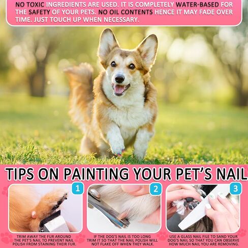 Jim&Gloria 6 NEON Colors Dog Nail Polish Pen Set, Dark or Light Nails Quick Dry Ideal Gifts for Girl Dog Accessories, Costume, Birthday Supplies, Pet Grooming Kit Big or Small Doggie in Kuwait