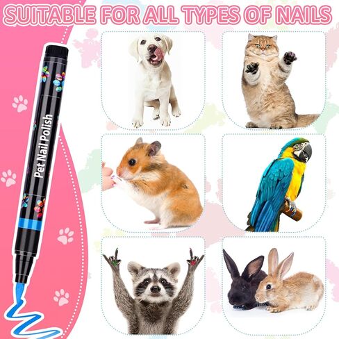 Jim&Gloria 6 NEON Colors Dog Nail Polish Pen Set, Dark or Light Nails Quick Dry Ideal Gifts for Girl Dog Accessories, Costume, Birthday Supplies, Pet Grooming Kit Big or Small Doggie in Kuwait