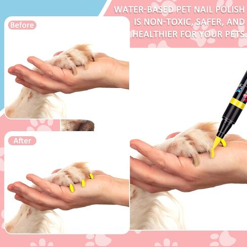 Jim&Gloria 6 NEON Colors Dog Nail Polish Pen Set, Dark or Light Nails Quick Dry Ideal Gifts for Girl Dog Accessories, Costume, Birthday Supplies, Pet Grooming Kit Big or Small Doggie in Kuwait