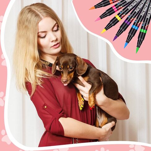 Jim&Gloria 6 NEON Colors Dog Nail Polish Pen Set, Dark or Light Nails Quick Dry Ideal Gifts for Girl Dog Accessories, Costume, Birthday Supplies, Pet Grooming Kit Big or Small Doggie in Kuwait