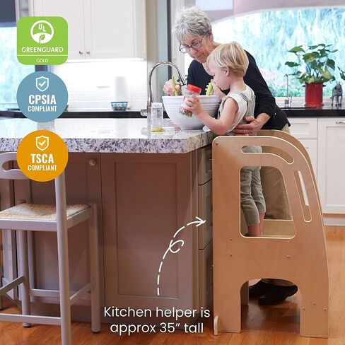 ECR4Kids Chef's Helper Kitchen Tower, Step Stool, White Wash in Saudi Arabia