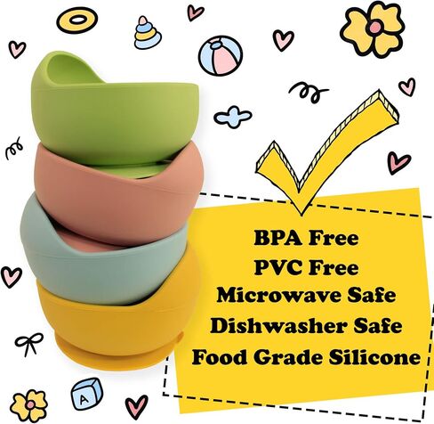 10 Piece Self-Feeding Starter Dining Set for Baby-Led Weaning & Toddlers | Easy Clean, 100% Silicone | Food Grade & BPA Free | Dishwasher & Microwave Safe in Saudi Arabia