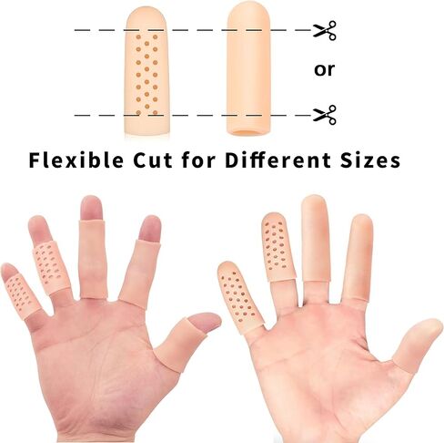 Damanse Gel Finger Cots,Include 14 PCS Finger Protectors Support and 10 PCS Finger Gloves with Air Holes,Different Sizes Silicone Fingertips Covers Great for Hands Cracking, Eczema Skin and More. in Kuwait