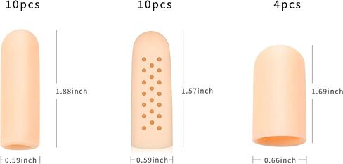 Damanse Gel Finger Cots,Include 14 PCS Finger Protectors Support and 10 PCS Finger Gloves with Air Holes,Different Sizes Silicone Fingertips Covers Great for Hands Cracking, Eczema Skin and More. in Kuwait