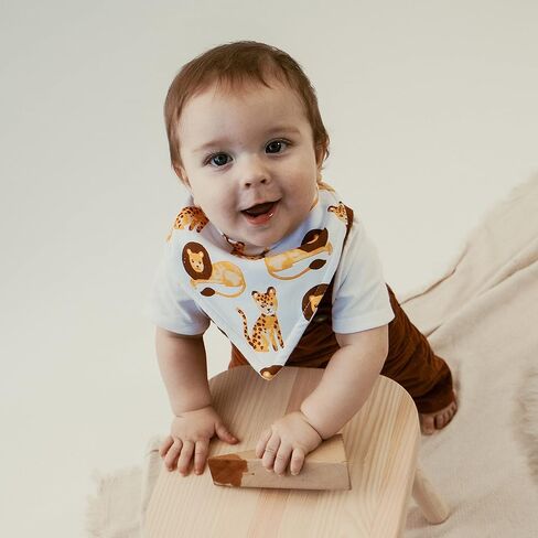 صدرية للأطفال من ستاديلا قابلة للتعديل لسيلان اللعاب ولحضانة التسنين، 4 قطع تصلح للجنسين في حفلات استقبال المولود، تصلح كهدية للبنات والأولاد - سفاري إفريقيا وحيوان الفيل والزرافة والوحش in Kuwait