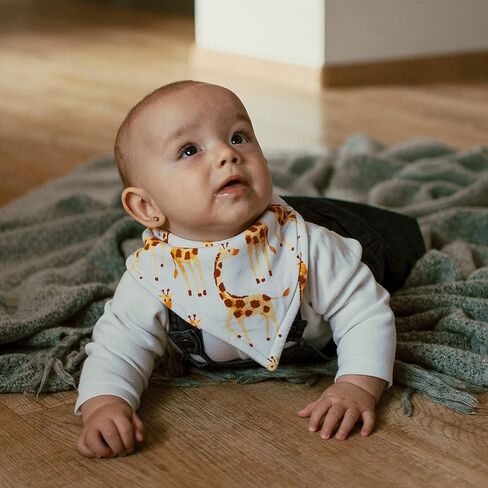 صدرية للأطفال من ستاديلا قابلة للتعديل لسيلان اللعاب ولحضانة التسنين، 4 قطع تصلح للجنسين في حفلات استقبال المولود، تصلح كهدية للبنات والأولاد - سفاري إفريقيا وحيوان الفيل والزرافة والوحش in Kuwait