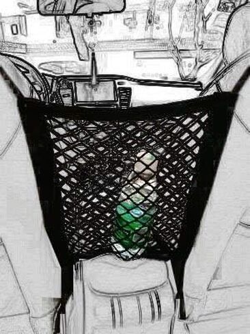 Kaungka Universal 2 Layer Car Seat Net Storage Mesh Organizer Stretchy Fine Cargo Net Hook Pouch Holder for Purse Bag Phone Pets Dogs Children Kids Disturb Stopper Sailing Portable Pocket in Kuwait