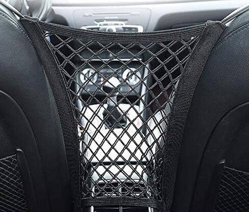 Kaungka Universal 2 Layer Car Seat Net Storage Mesh Organizer Stretchy Fine Cargo Net Hook Pouch Holder for Purse Bag Phone Pets Dogs Children Kids Disturb Stopper Sailing Portable Pocket in Kuwait