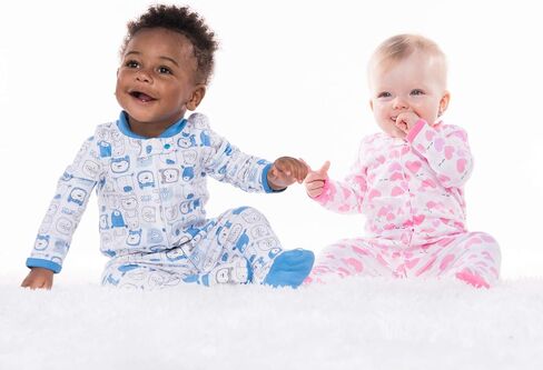 Lamaze Organic Baby Baby Boys' Sleep N Play, Footed Sleepwear, 2 Pack, Blue Bears and Stripes, Preemie in Saudi Arabia