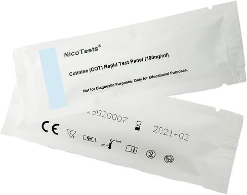 NICOTESTS - اختبار Vaping والسجائر الإلكترونية النيكوتين/كونتينين البول 100 نانوغرام - سهل الاستخدام، نتائج سريعة، اختبار فائق الحساسية (عبوتان) in Saudi Arabia