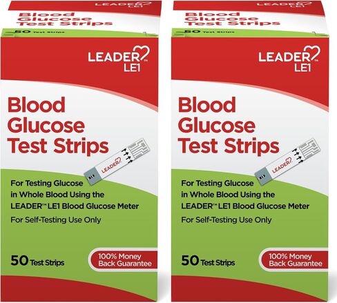 LEADER Blood Glucose Test Strips for Diabetes, No-Coding, Fast, Accurate Results, Use with LEADER Blood Sugar Monitoring System, 25 Diabetic Test Strips in Kuwait