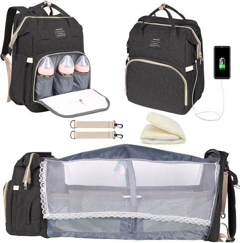 Baby Diaper Bag Backpack with Changing Station | Baby Registry Search Shower Gifts, Baby Bags for Boy Girl, New Mom Gifts for Women, Large Capacity, USB Port, Green in Saudi Arabia