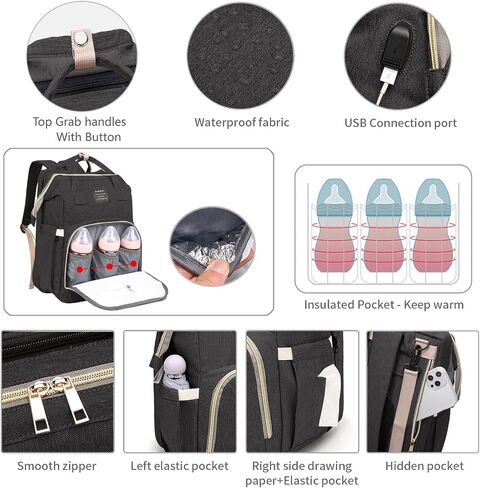 Baby Diaper Bag Backpack with Changing Station | Baby Registry Search Shower Gifts, Baby Bags for Boy Girl, New Mom Gifts for Women, Large Capacity, USB Port, Green in Saudi Arabia