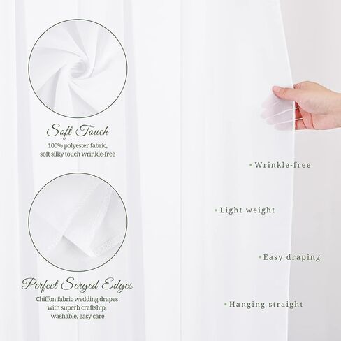 Wedding Arch Draping Fabric,4 Panels 28" x20ft White Wedding Arch Drapes for Ceremony Chiffon Fabric Drapes Arbor Drapery Decorations for Reception Sheer Backdrop Curtains for Party Swag in Saudi Arabia
