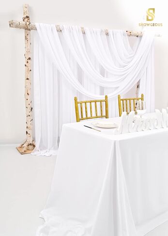 Wedding Arch Draping Fabric,4 Panels 28" x20ft White Wedding Arch Drapes for Ceremony Chiffon Fabric Drapes Arbor Drapery Decorations for Reception Sheer Backdrop Curtains for Party Swag in Saudi Arabia