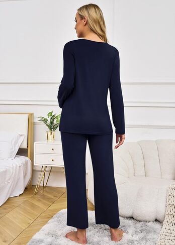 طقم بيجامات للحوامل للنساء من Xpenyo، ملابس نوم بأكمام طويلة وبنطلون مريح، طقم من قطعتين ملابس نوم in Kuwait