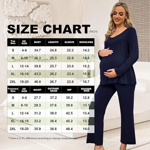 طقم بيجامات للحوامل للنساء من Xpenyo، ملابس نوم بأكمام طويلة وبنطلون مريح، طقم من قطعتين ملابس نوم in Kuwait