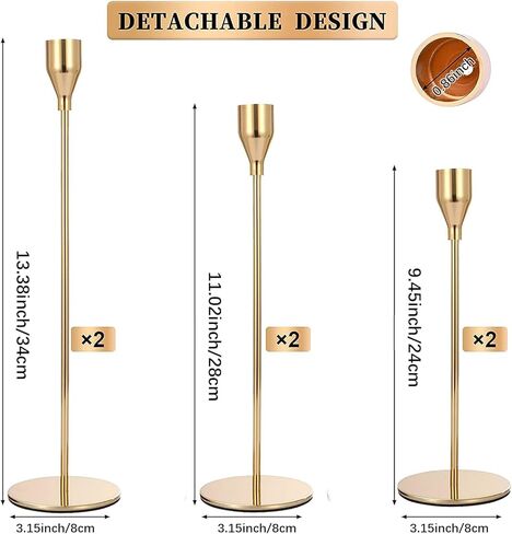 حوامل شموع ذهبية للشموع المدببة مجموعة من 6 حوامل شموع مدببة للقطعة المركزية للطاولة، حامل شمعدان معدني طويل للديكور المنزلي وحفلات الزفاف والعشاء والحفلات والذكرى السنوية in Kuwait