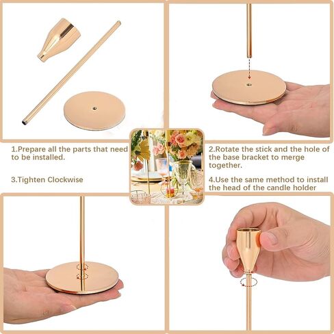 حوامل شموع ذهبية للشموع المدببة مجموعة من 6 حوامل شموع مدببة للقطعة المركزية للطاولة، حامل شمعدان معدني طويل للديكور المنزلي وحفلات الزفاف والعشاء والحفلات والذكرى السنوية in Kuwait