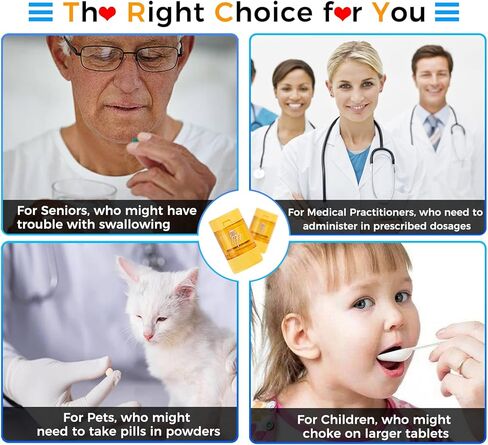 قطاعة حبوب منع الحمل المحمولة ومطحنة إينوك كسارة تقسيم الأقراص وحجيرات التخزين مع كوب للشرب، وتقسيم وسحق الحبوب والأقراص والفيتامينات والأدوية | لتلبية الاحتياجات الطبية للأطفال وكبار السن (أصفر) in Kuwait