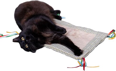 PURRFECT POUCH Cat Scratch Play Mat with Strings, Crinkle Material Cat Scratch Pad Satisfies Kitty's Natural Urge to Scratch and Play in Kuwait