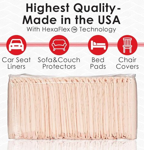 Wave - Ultra Heavy Absorbency Underpads, 24" x 30" Quilted Fluff and Polymer Disposable Underpad, 50 Per Case, Great Protection as Bed Pads and Pee Pads, Made in The USA in Kuwait