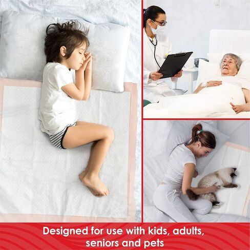 Wave - Ultra Heavy Absorbency Underpads, 24" x 30" Quilted Fluff and Polymer Disposable Underpad, 50 Per Case, Great Protection as Bed Pads and Pee Pads, Made in The USA in Kuwait