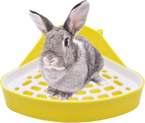 Litewoo Rabbit Litter Box Toilet Bunny Corner Litter Pan Pet Toilet Potty for Guinea Pigs Hamster Chinchilla Ferret Rabbit Small Animal (Yellow) in Kuwait