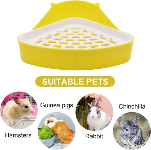 Litewoo Rabbit Litter Box Toilet Bunny Corner Litter Pan Pet Toilet Potty for Guinea Pigs Hamster Chinchilla Ferret Rabbit Small Animal (Yellow) in Kuwait
