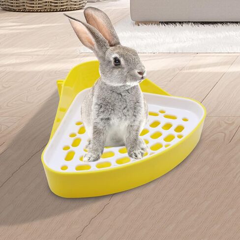 Litewoo Rabbit Litter Box Toilet Bunny Corner Litter Pan Pet Toilet Potty for Guinea Pigs Hamster Chinchilla Ferret Rabbit Small Animal (Yellow) in Kuwait