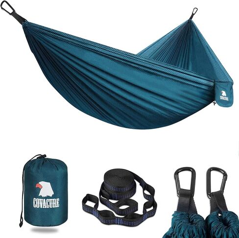 Covacure Camping Hammock - Lightweight Portable Hammocks with 2 Tree Straps, Outdoor Hammock for Indoor, Hiking, Camping, Backpacking, Travel, Garden, Beach in Kuwait