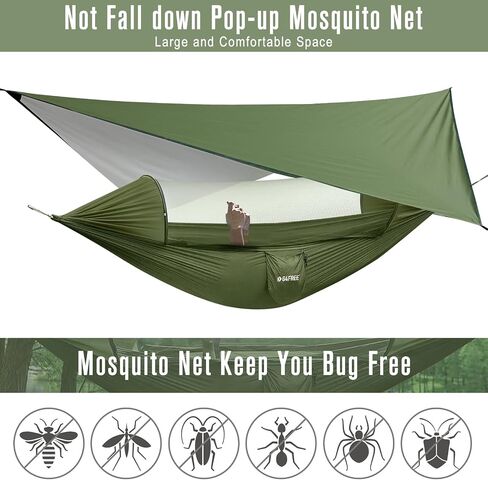 G4Free Large Camping Hammock with Mosquito Net and Rain Fly- 2 Person Portable Hammock with Bug Net and Tent Tarp, Hammock Tent for Outdoor Hiking Camping Backpacking Travel in Saudi Arabia