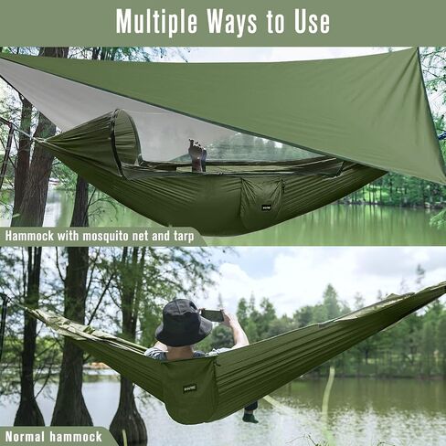 G4Free Large Camping Hammock with Mosquito Net and Rain Fly- 2 Person Portable Hammock with Bug Net and Tent Tarp, Hammock Tent for Outdoor Hiking Camping Backpacking Travel in Saudi Arabia