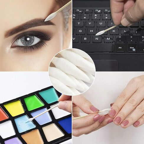 Double Precision Tips 800 Pieces Cotton Swabs with Paper Stick, Double Pointed Shape Tips for Makeup, 4 Packs, 200 Pieces 1 Pack in Kuwait