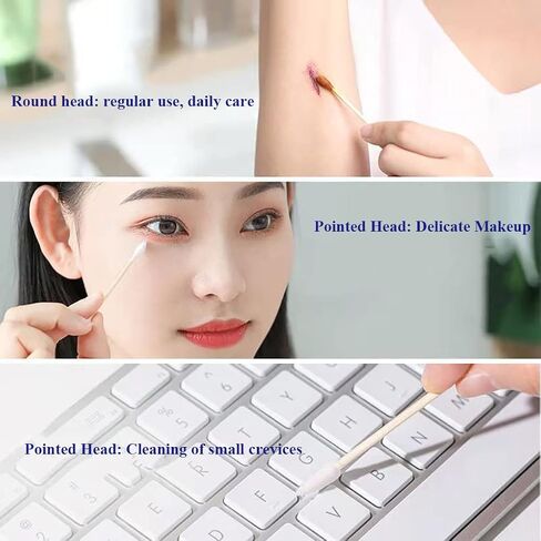 Double Precision Tips 800 Pieces Cotton Swabs with Paper Stick, Double Pointed Shape Tips for Makeup, 4 Packs, 200 Pieces 1 Pack in Kuwait