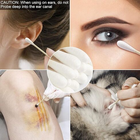 Double Precision Tips 800 Pieces Cotton Swabs with Paper Stick, Double Pointed Shape Tips for Makeup, 4 Packs, 200 Pieces 1 Pack in Kuwait