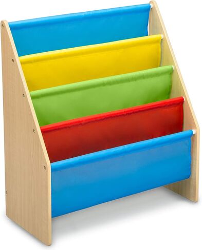 Delta Children Sling Rack Bookshelf for Kids - Easy-to-Reach Storage for Magazines or Coloring Books - Ideal for Playrooms & Homeschooling - Greenguard Gold Certified, White/Pink in Saudi Arabia