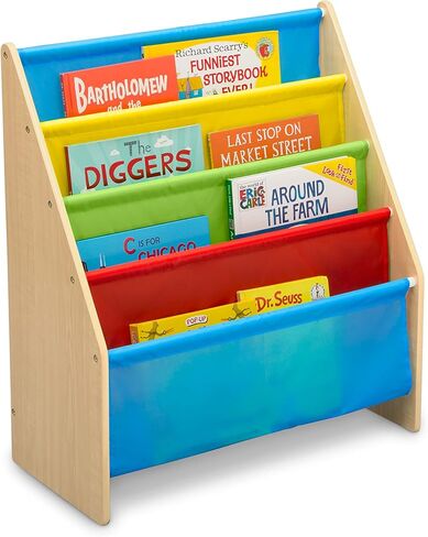 Delta Children Sling Rack Bookshelf for Kids - Easy-to-Reach Storage for Magazines or Coloring Books - Ideal for Playrooms & Homeschooling - Greenguard Gold Certified, White/Pink in Saudi Arabia