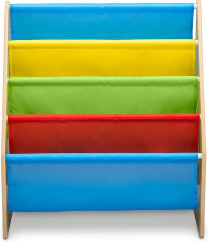 Delta Children Sling Rack Bookshelf for Kids - Easy-to-Reach Storage for Magazines or Coloring Books - Ideal for Playrooms & Homeschooling - Greenguard Gold Certified, White/Pink in Saudi Arabia
