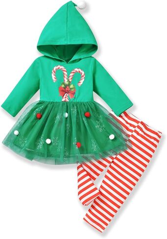 HINTINA Toddler Baby Girls Christmas Outfits Santa Claus Clothes Set in Saudi Arabia