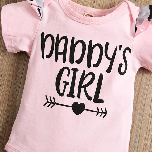 Kislio Newborn Baby Camouflage Outfit Daddys Girl Ruffle Romper Camo Pants Headband Set in Kuwait