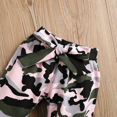 Kislio Newborn Baby Camouflage Outfit Daddys Girl Ruffle Romper Camo Pants Headband Set in Kuwait